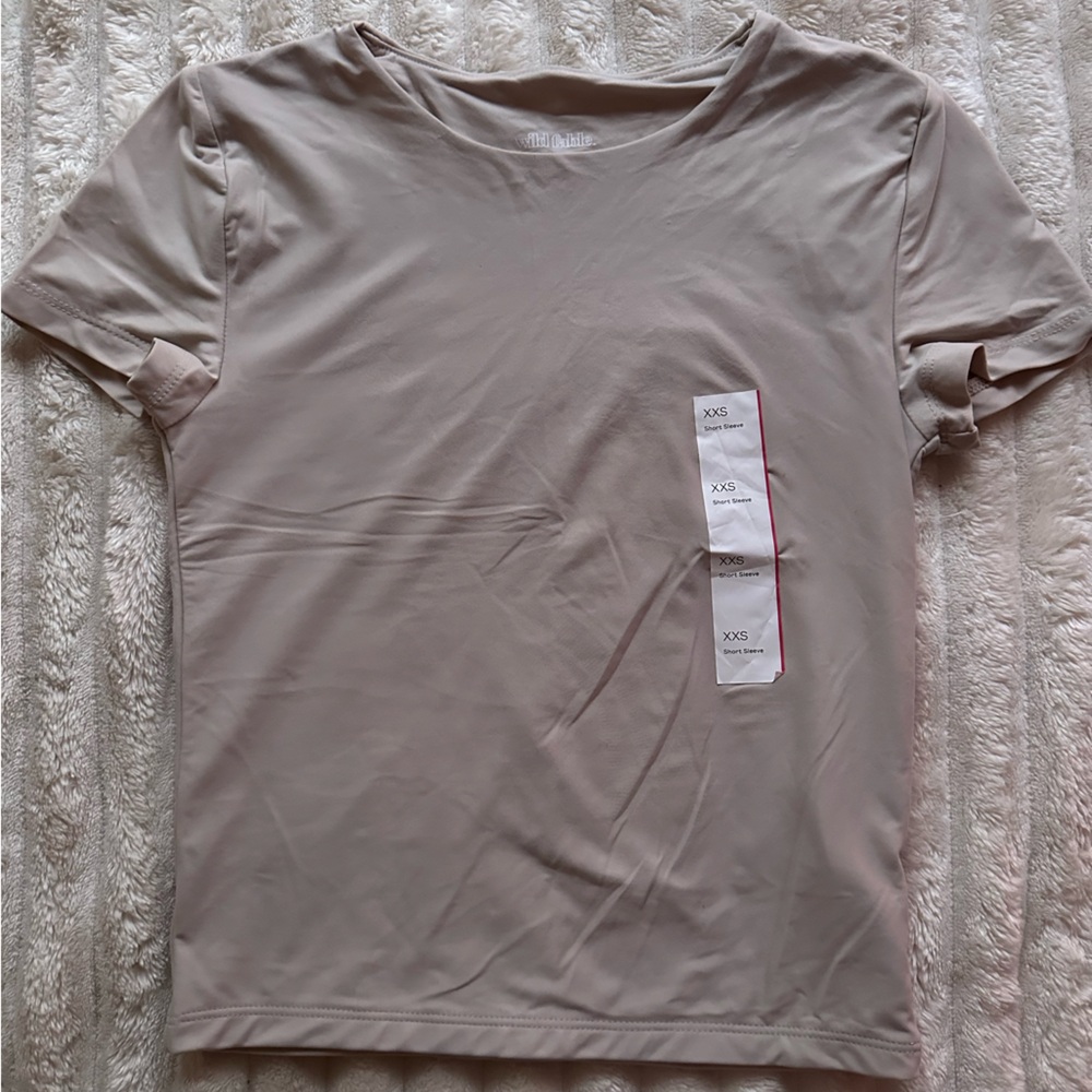 Beige Short Sleeve T-Shirt / Baby Tee